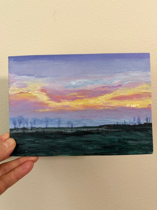 Sunset Horizon Landscape Canvas Art - Multicolor
